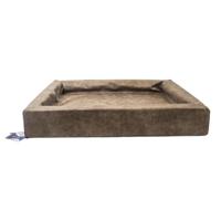 Let's Sleep Comfy Cushion Hondenkussen, hondenmand, verhoogde rand, schuim, 85 x 70 x 12 cm, L, taupe