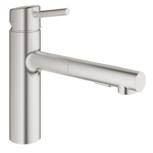 GROHE Concetto Keukenkraan - uittrekbare uitloop - 2 straalsoorten - supersteel geborsteld 30273DC1