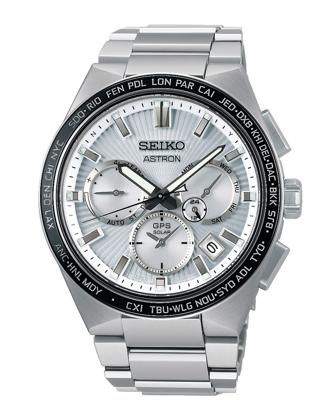 Seiko SSH117J1 Horloge Astron GPS Solar Duotimer titanium zilverkleurig-wit 43,1 mm
