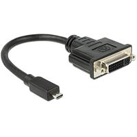 Delock 65563 HDMI/DVI adapter [1x HDMI-stekker D Micro - 1x DVI-aansluiting 24+5pol.] zwart 20,00cm