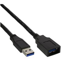 InLine USB 3.0 kabel, A stekker / bus, zwart, 1m