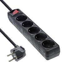 InLine 16451D stekkerdoos, 1,5 m, 5 uitgangen AC, zwart – stekkerdoos (1,5 m, 5 uitgangen), zwart