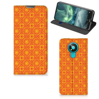 Nokia 3.4 Hoesje met Magneet Batik Oranje