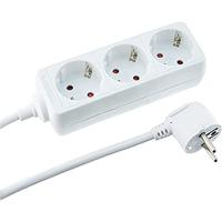 Kopp contactdoosstrook 3-voudig met 45° gedraaide contactdozen, met verhoogde aanrakingsbeveiliging, met 1,4m kabel H05VV-F3G1,5mm², 16A, 250V, kleur arctic-wit, 128613003