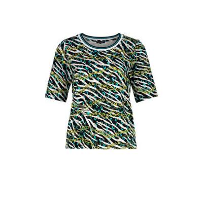 Claudia Sträter top met all over print limegroen/blauw/wit