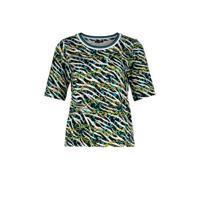 Claudia Sträter top met all over print limegroen/blauw/wit