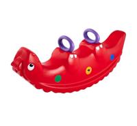 BIG 26286-Sammy-Rocker – kinderwip voor 1 tot 3 personen, met schattige rugschubben en stabiele handgrepen, belastbaar tot 50 kg, voor kinderen vanaf 1 jaar,Rood