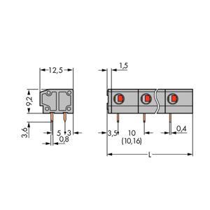 WAGO 235-802 Veerkrachtklemblok 1.50 mm² Aantal polen 2 Grijs 220 stuk(s)