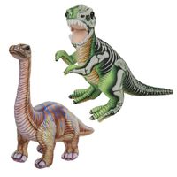 Speelgoed set van 2x pluche dino knuffels T-Rex en Apatosaurus van 30 cm - thumbnail