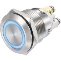 TRU COMPONENTS 1273005 GQ19F-10E/B/12V/S Drukschakelaar 48 V/DC 3 A 1x aan/(aan) Moment Blauw IP65 1 stuk(s)