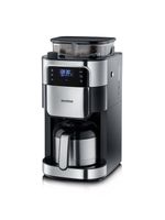 Severin Filterkaffeemaschine mit Mahlwerk und Edelstahl-Thermokanne, Koffiezetapparaat Zwart, RVS (geborsteld) Capaciteit koppen: 8 Display, Met thermoskan, - thumbnail