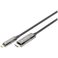 Digitus AK-330150-200-S HDMI-kabel HDMI / USB-C Aansluitkabel HDMI-A-stekker, USB-C stekker 20 m Zwart 4K UHD, Aluminium-stekker, Flexibel, Afscherming