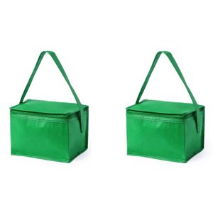 2x stuks kleine mini koeltassen groen sixpack blikjes