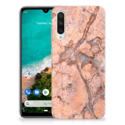 Xiaomi Mi A3 TPU Siliconen Hoesje Marmer Oranje Xiaomi Mi A3 TPU Siliconen Hoesje Marmer Oranje
