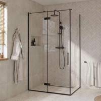 Saqu Gerento douchecabine met draaideur links incl. antikalk 120x90x210 cm mat zwart