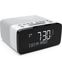 Pure Siesta Charge Bluetooth wekker digitaal met oplaadpad DAB/DAB+ digitale en FM-wekker, Bluetooth, USB, draadloos mobiele telefoonlaadstation, 40 zenderopslagplaatsen, AUX, USB, wit