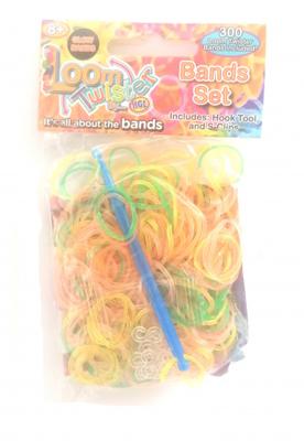 Loom Twister loombands rubber groen/geel/oranje 300-delig Loom Twister loombands rubber groen/geel/oranje 300-delig