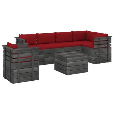 vidaXL 7-delige Loungeset met kussens pallet massief grenenhout vidaXL 7-delige Loungeset met kussens pallet massief grenenhout