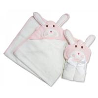 Nursery Time Badcape Konijn 75 X 75 Cm Katoen Wit/roze