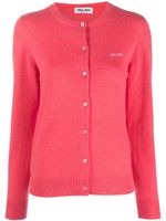 Miu Miu cardigan en cachemire à logo brodé - Rose