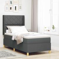 vidaXL Boxspringbed met matras en LED stof donkergrijs 90x200 cm