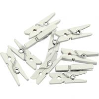 Creotime mini wasknijpers 2,5 x 0,3 cm wit 36 stuks