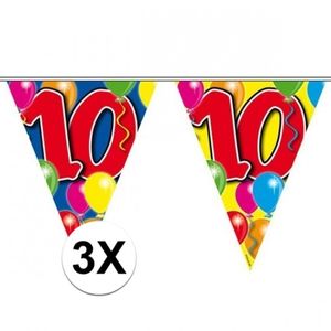 3x Leeftijd vlaggenlijnen 10 jaar 10 meter