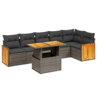 vidaXL 7-delige Loungeset met kussens poly rattan grijs, tuinset, tuinmeubel, terrasset, tuinbank, terrasmeubel, loungebank, loungeset tuin