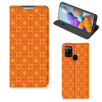 Samsung Galaxy A21s Hoesje met Magneet Batik Oranje