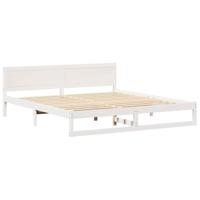 vidaXL Bedbank met Hoofdbord Wit 200x200 cm Massief Vurenhout