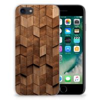 Bumper Hoesje voor iPhone SE 2022 | SE 2020 | 8 | 7 Wooden Cubes - thumbnail