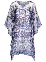 Dolce & Gabbana robe-caftan en soie à imprimé Majolica - Bleu