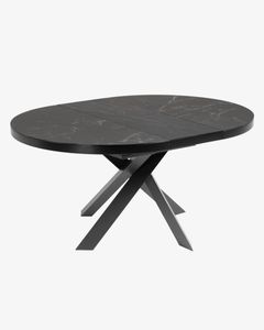 Kave Home Uitschuifbare Ronde Eettafel Vashti 120-160 x 120cm - Zwart Marmer