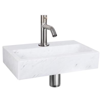 Differnz Flat fonteinset marmer met gebogen kraan mat chroom Differnz Flat fonteinset marmer met gebogen kraan mat chroom