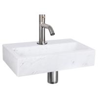 Differnz Flat fonteinset marmer met gebogen kraan mat chroom