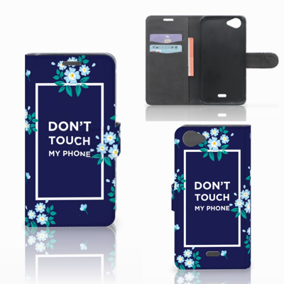 Wiko Rainbow Jam Portemonnee Hoesje Flowers Blue DTMP