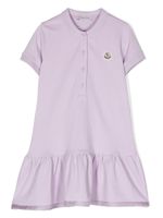 Moncler Enfant robe en coton à patch logo - Violet