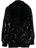 Blumarine cardigan à bordure en fourrure artificielle - Noir