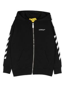 Off-White Kids logo-print zip-up hoodie - Noir