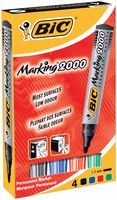 Bic permanent marker 2000, doos met 4 stuks in geassorteerde kleuren - thumbnail