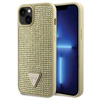 iPhone 15 Guess Rhinestones Triangle Metal Logo Case - Gold - thumbnail