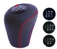 Simoni Racing pookknop Slick 67 x 75 mm leer zwart/rood 4 delig