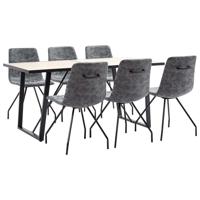 vidaXL 7-delige Eethoek kunstleer zwart