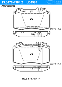 Remblokkenset, schijfrem ATE Ceramic ATE, u.a. für Mercedes-Benz
