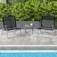 Bistrotafel met 2 Stoelen Inklapbare Balkonset 3-Delige Tuinmeubelset Lage Zithoogte Zitgroep voor Tuin/Binnenplaats/Balkon Zwart