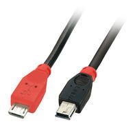 Lindy 31717 USB-kabel 0,5 m USB 2.0 Mini-USB B Micro-USB B Zwart, Rood - thumbnail