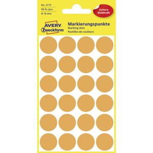 Avery-Zweckform 3173 Etiketten voor markeringspunten Ø 18 mm Feloranje 96 stuk(s) Permanent hechtend Papier