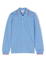 Moncler Enfant polo à patch logo - Bleu - thumbnail