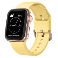By Qubix - Soft siliconen bandje met gespsluiting - Geel - Compatible met Apple Watch 38mm / 40mm / 41mm / 42mm - Compatible Apple watch bandjes