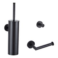 Saniclear Nero toilet accessoire set incl toiletborstel rolhouder en haak mat zwart